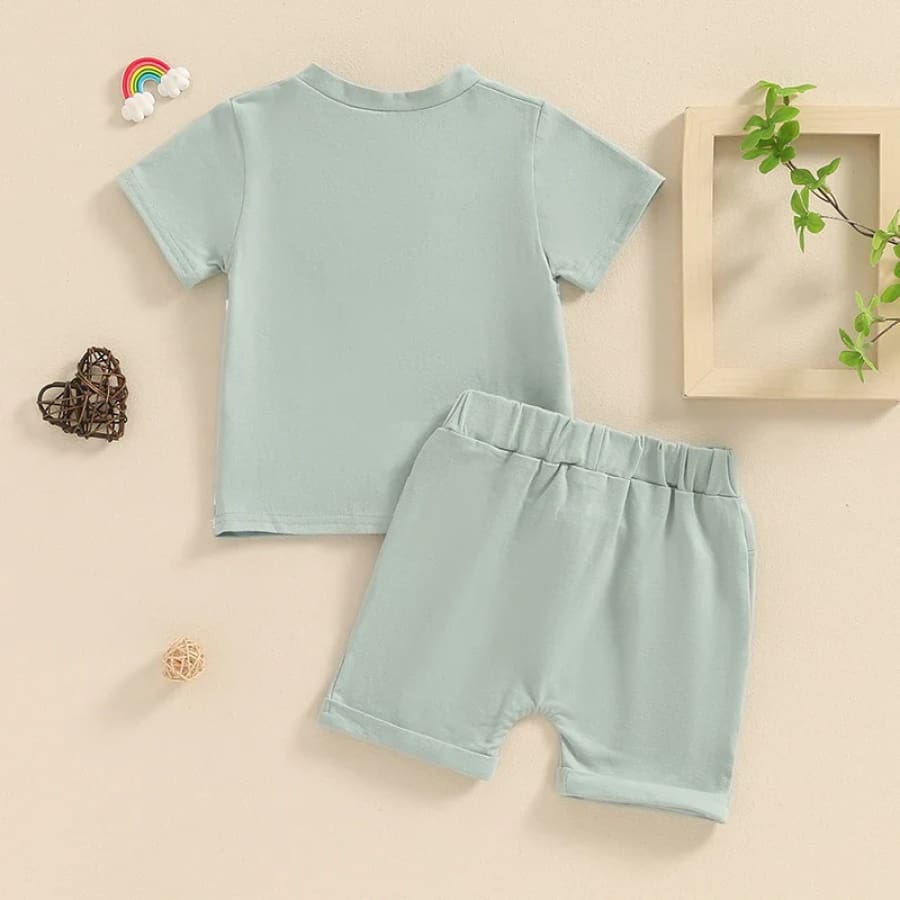 Shaun Stripe Short + Tee Set - Green