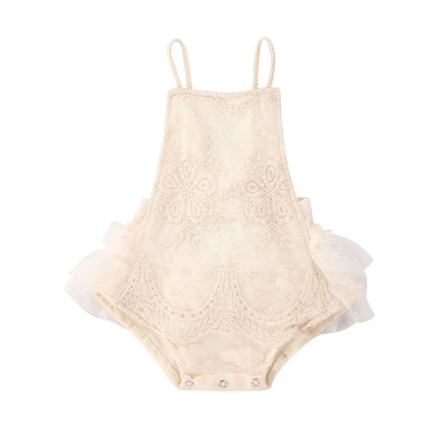 Simona Lace Flutter Romper - 0-3 Months