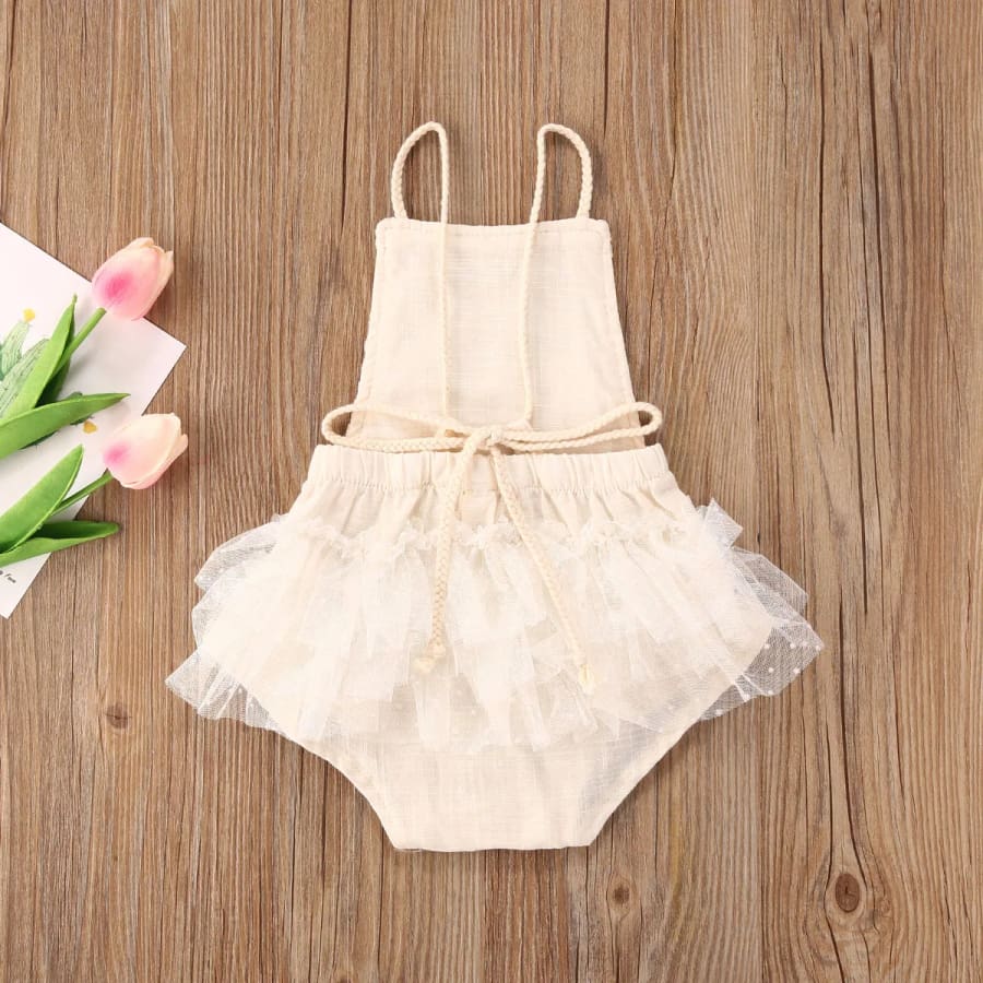 Simona Lace Flutter Romper - 0-3 Months