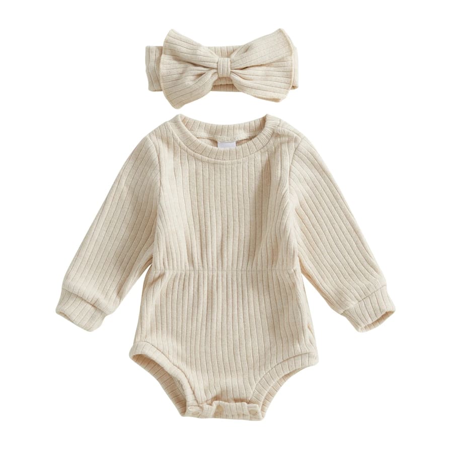 Sophia Waisted Long Sleeve - Cream - 0-3 Months