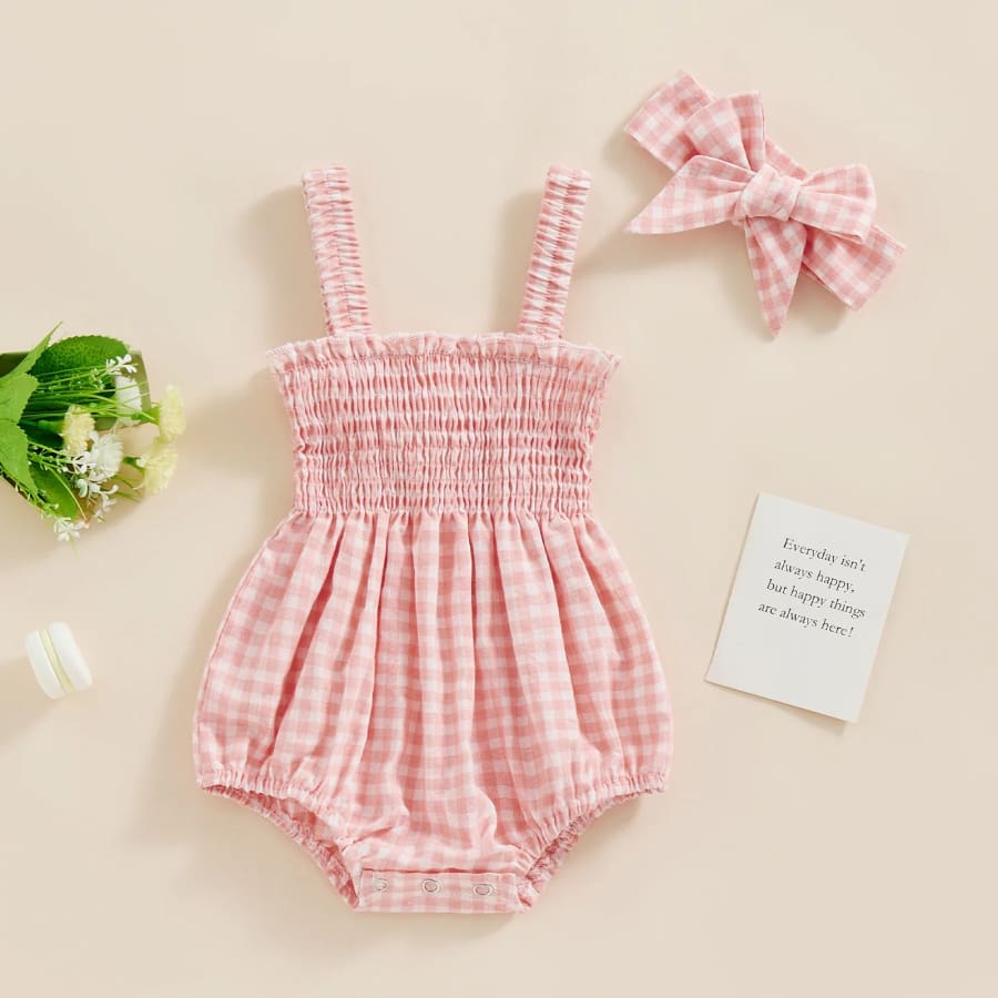 Sophie Gingham Romper - Blue
