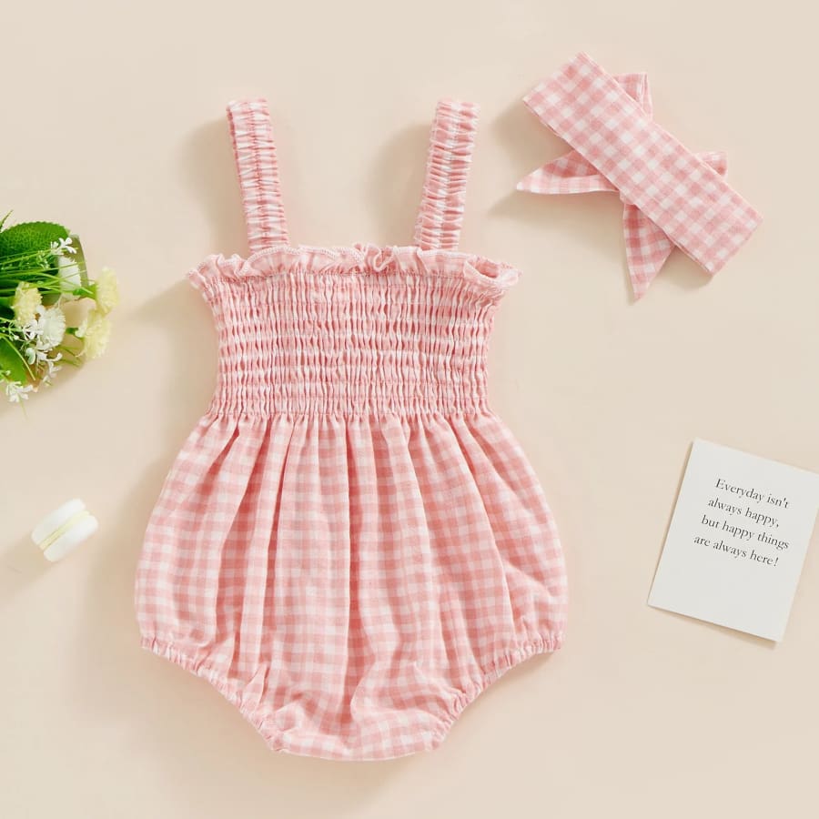Sophie Gingham Romper - Green