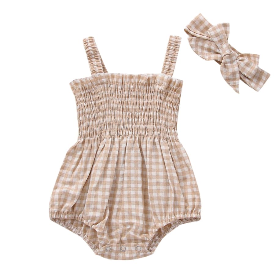 Sophie Gingham Romper - Green