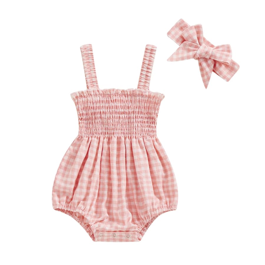 Sophie Gingham Romper - Natural