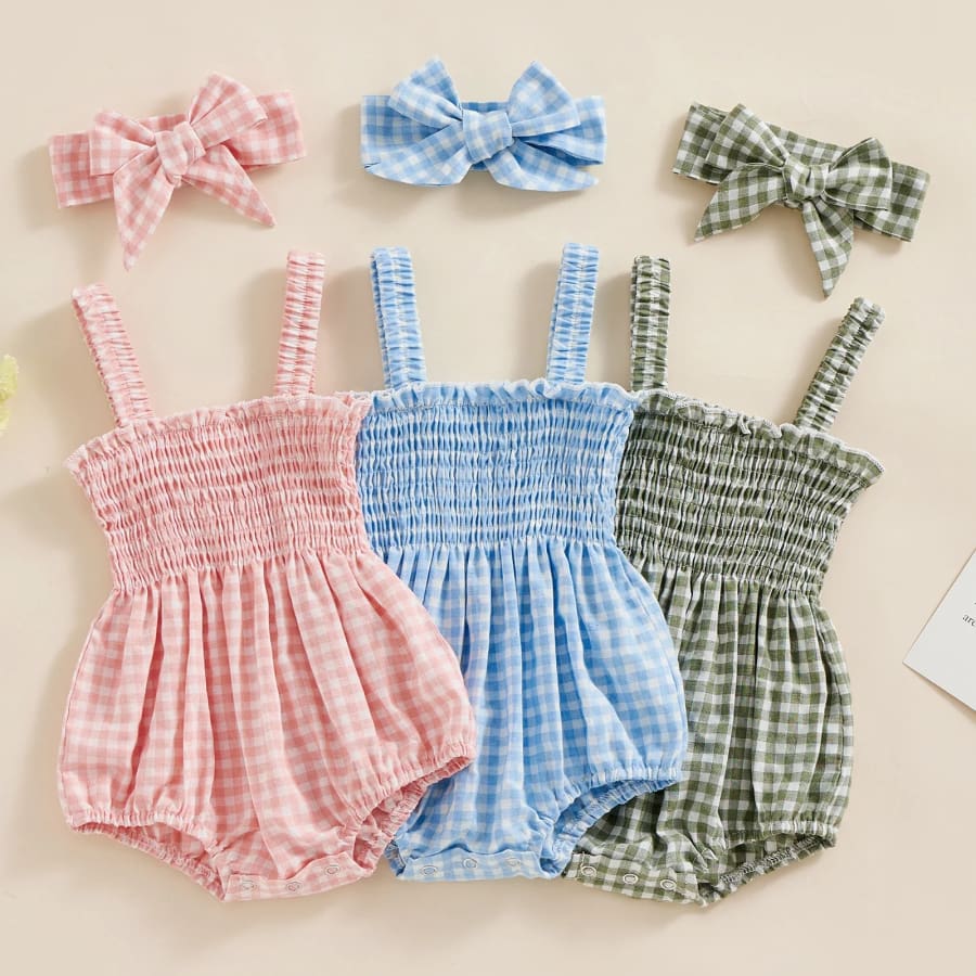 Sophie Gingham Romper - Natural