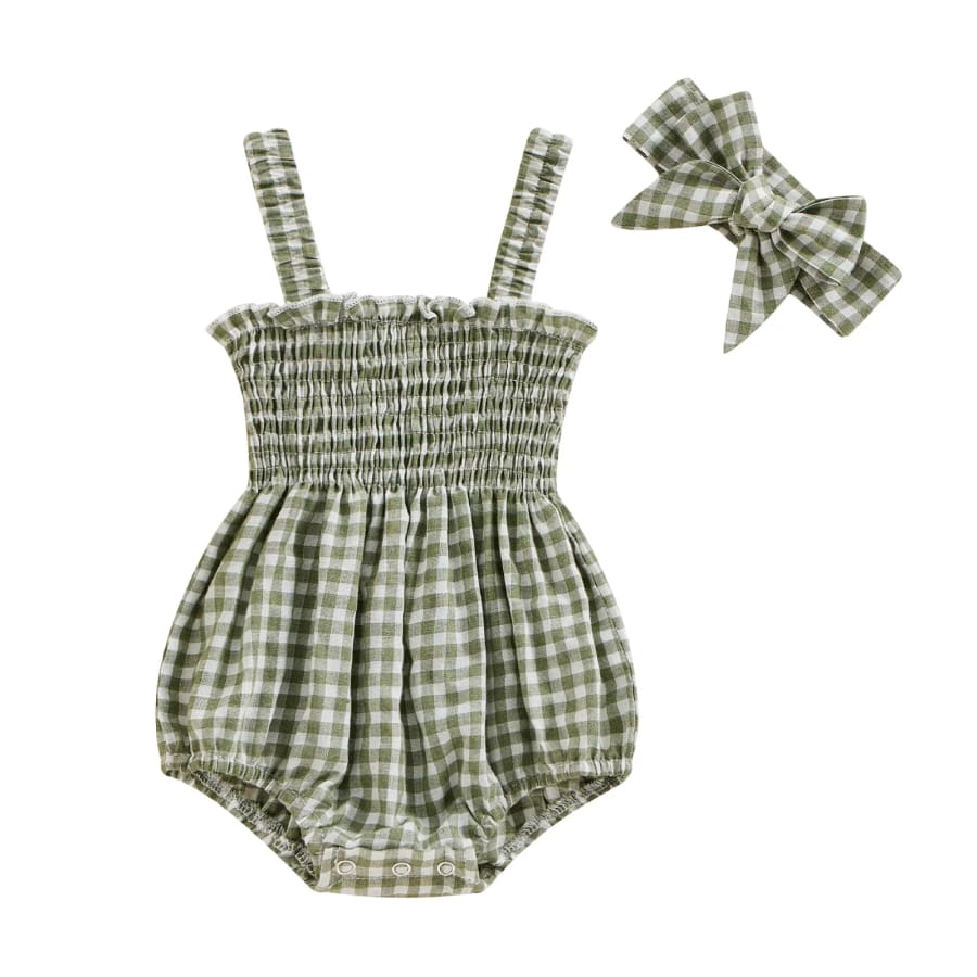 Sophie Gingham Romper - Natural
