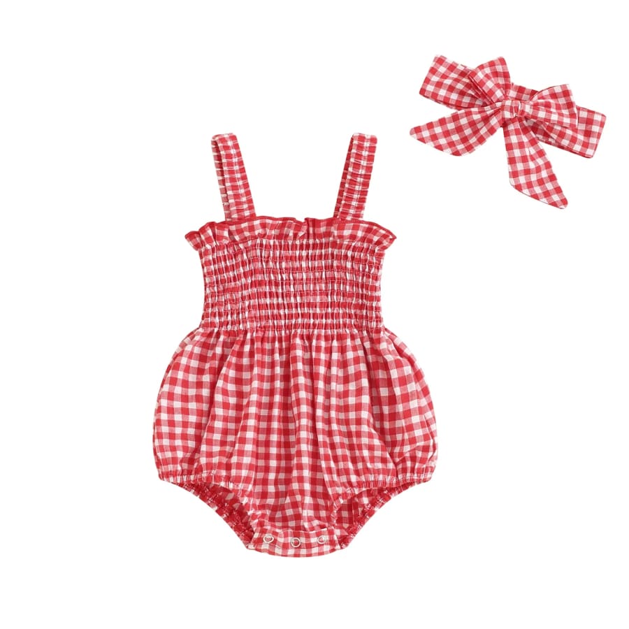 Sophie Gingham Romper - Natural