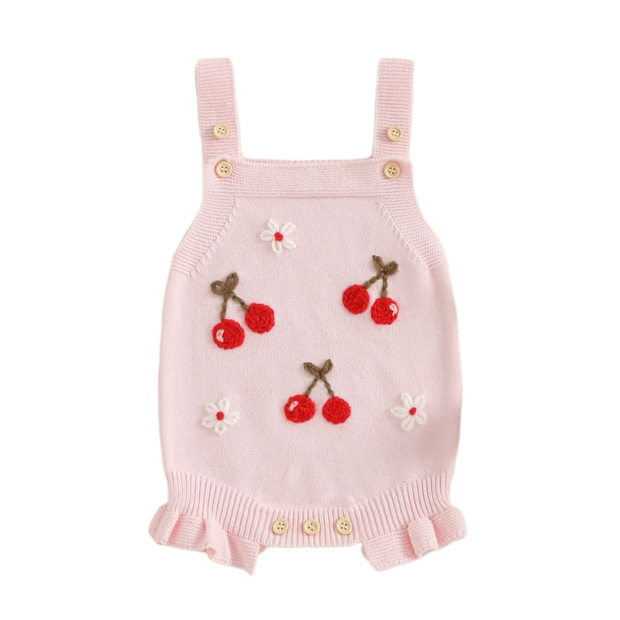 Sweet Cherry Knit Romper - 0-3 Months