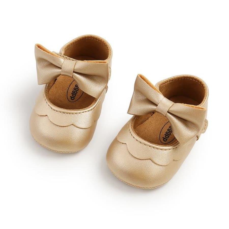 Tina Bow Soft Sole Pre Walker - Gold / 0-6 Months - Shoes shoes