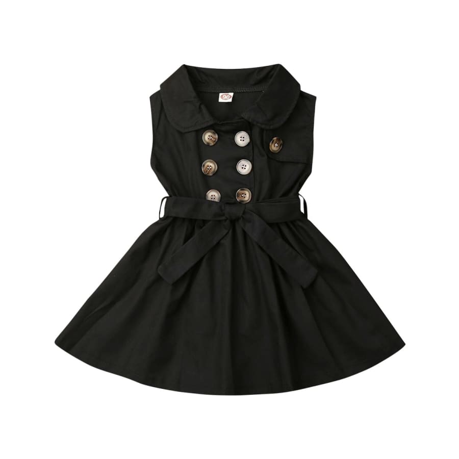 Trudie Short Sleeve Trench Dress - Black - 12-18 Months