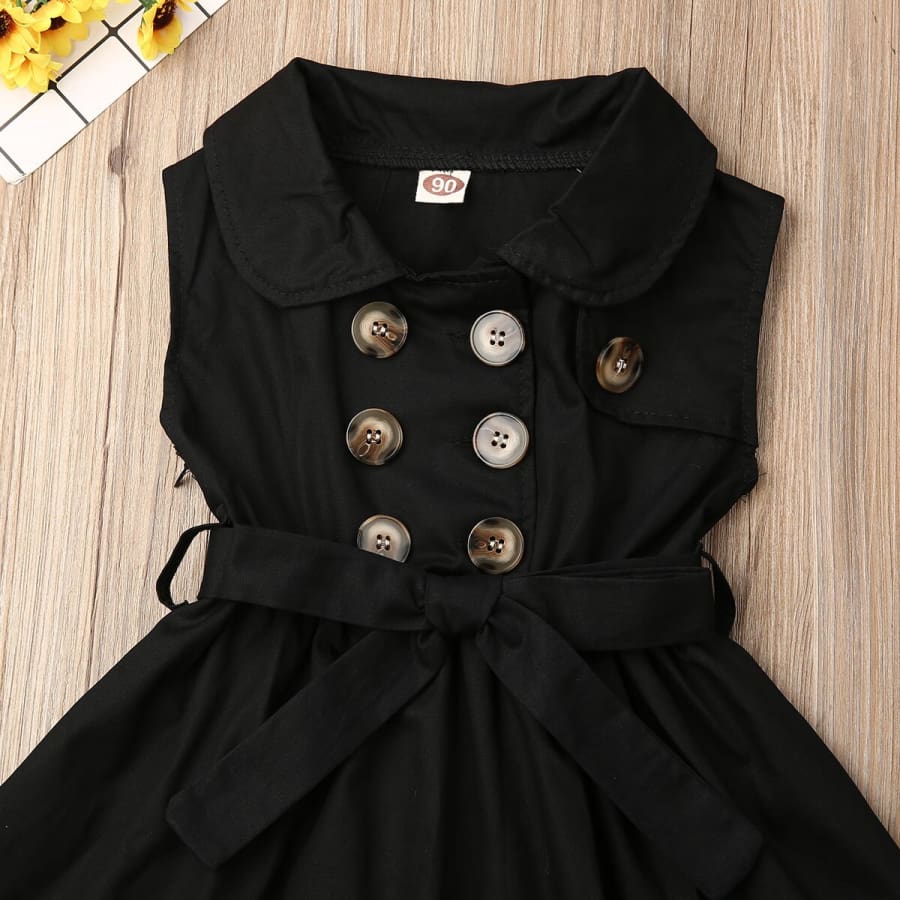 Trudie Short Sleeve Trench Dress - Black