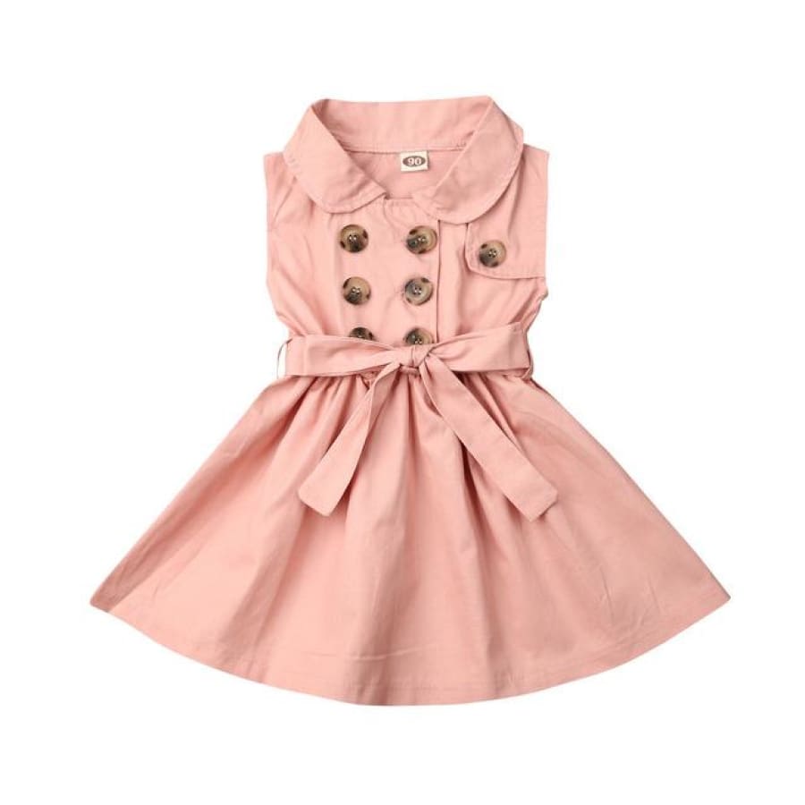 Trudie Short Sleeve Trench Dress - Pink / 12-18 Months - Dress dress summer trench waisted