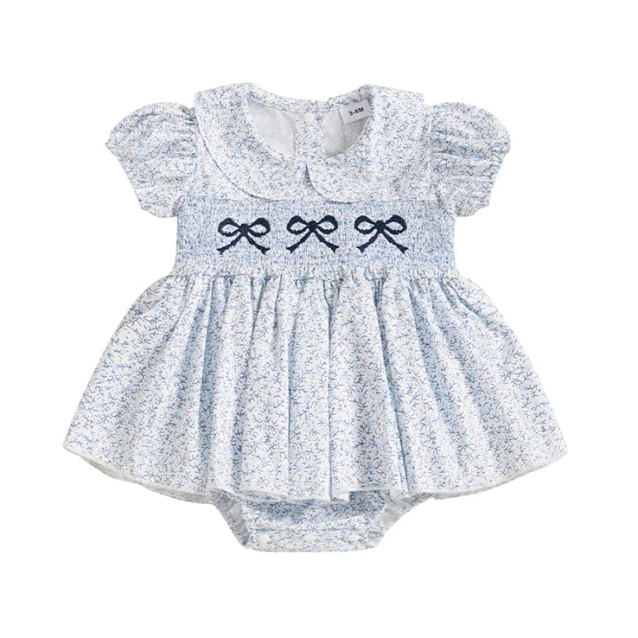Tully Smocked Bow Romper - 0-3 Months