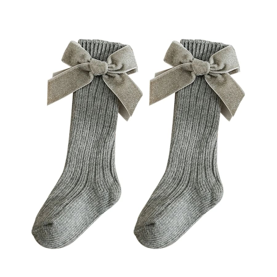 Violet Velvet Bow Socks - Blush