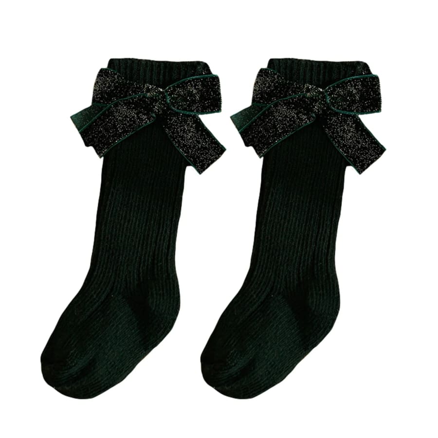 Violet Velvet Bow Socks - Blush