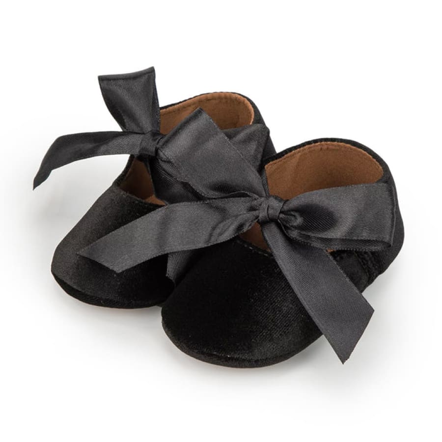 Violetta Velvet Bow Ballet Flats - Black - 6-12 Months - shoes shoes