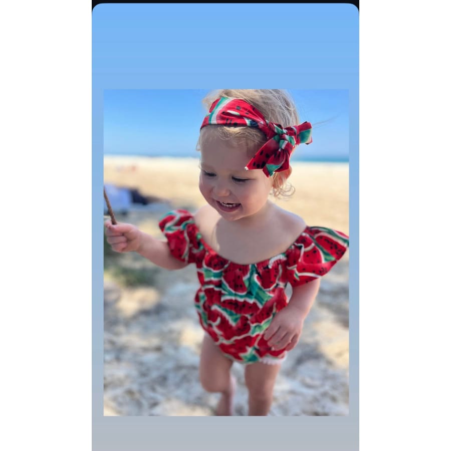 Watermelon Romper with Headband - Romper