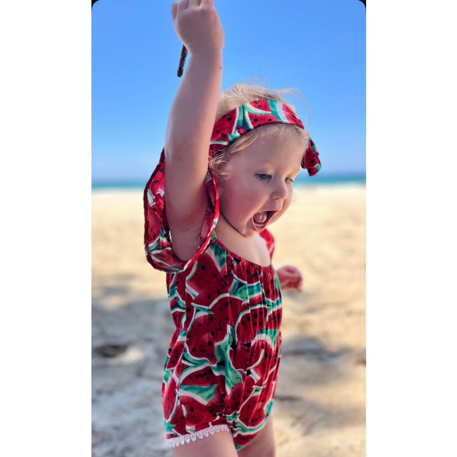 Watermelon Romper with Headband - Romper