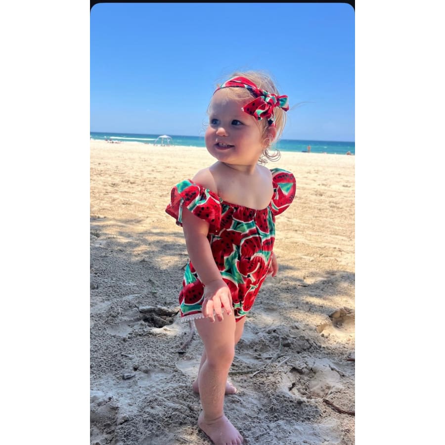 Watermelon Romper with Headband - Romper