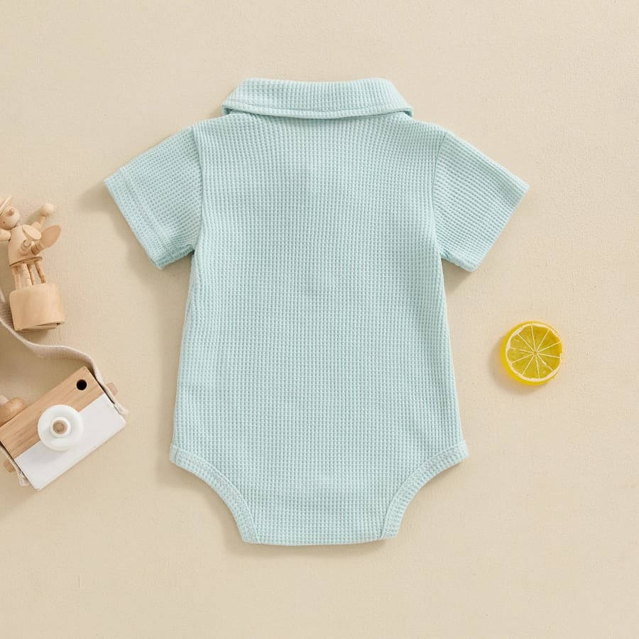 William Collared Waffle Onesie - Natural