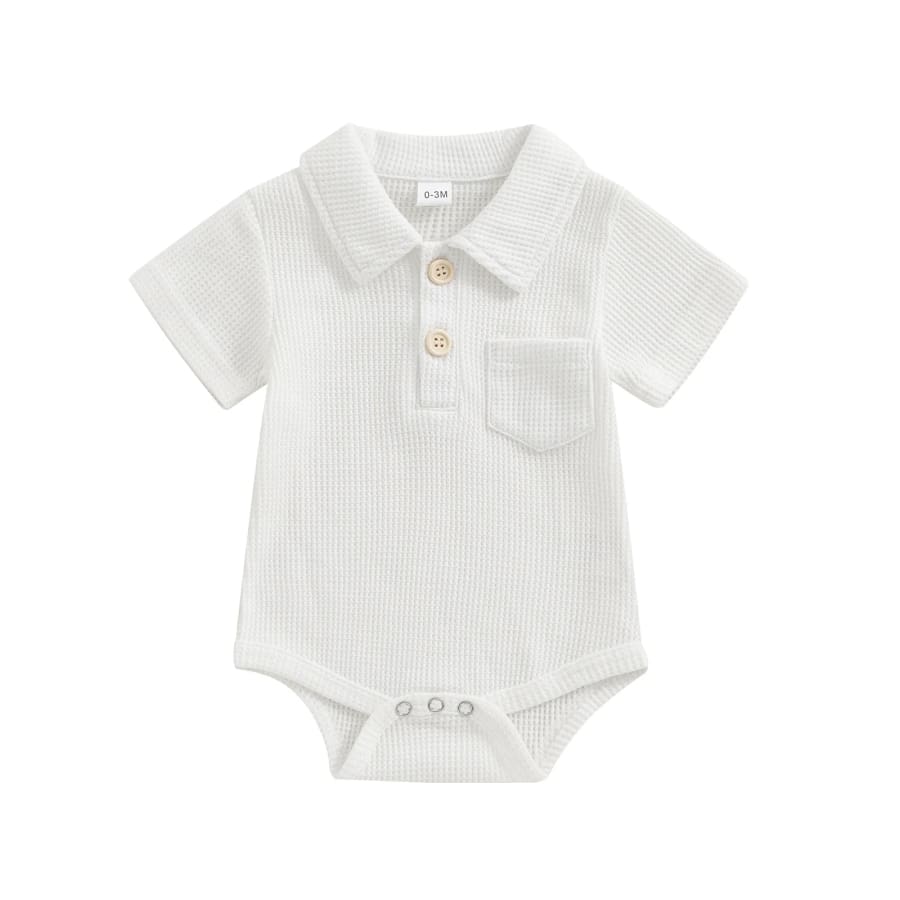 William Collared Waffle Onesie - Natural