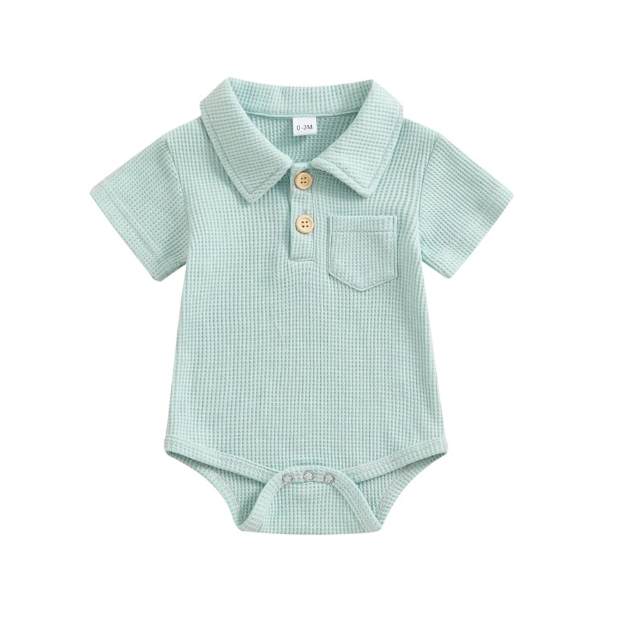 William Collared Waffle Onesie - Natural