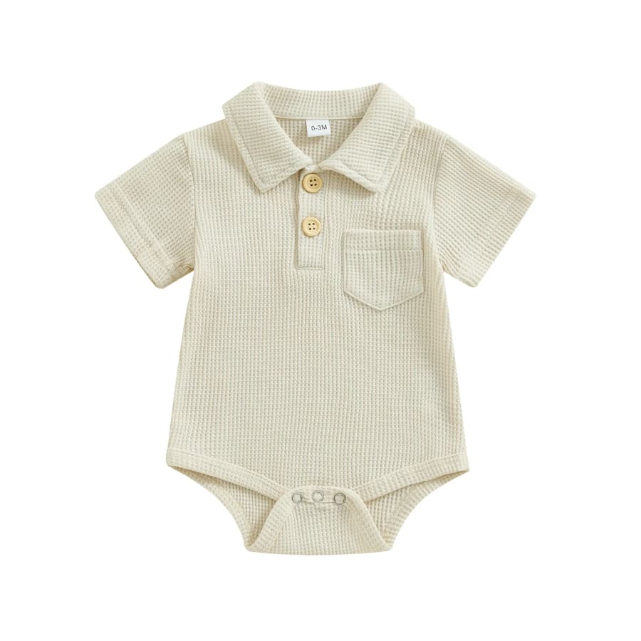 William Collared Waffle Onesie - Sage