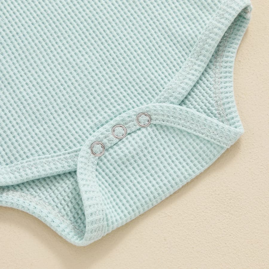 William Collared Waffle Onesie - Seafoam