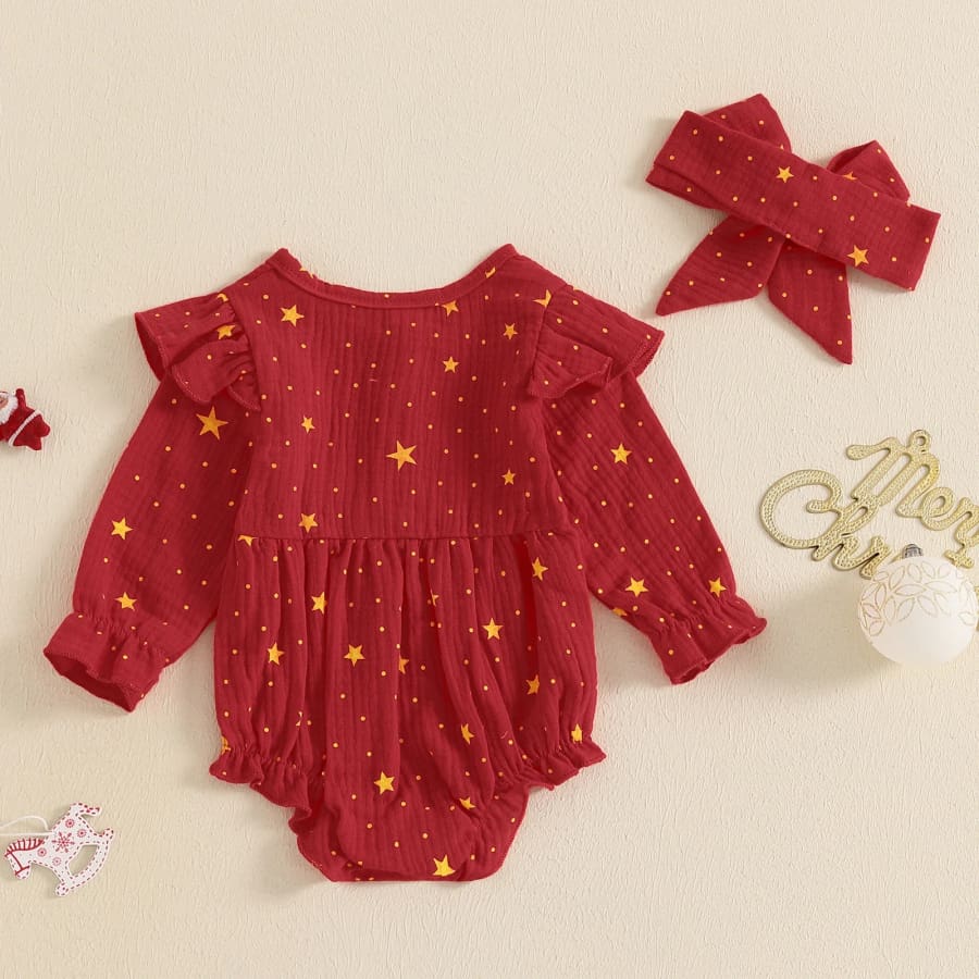 Wish Upon A Star Romper - Red