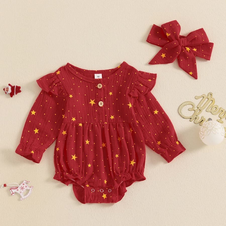 Wish Upon A Star Romper - Red