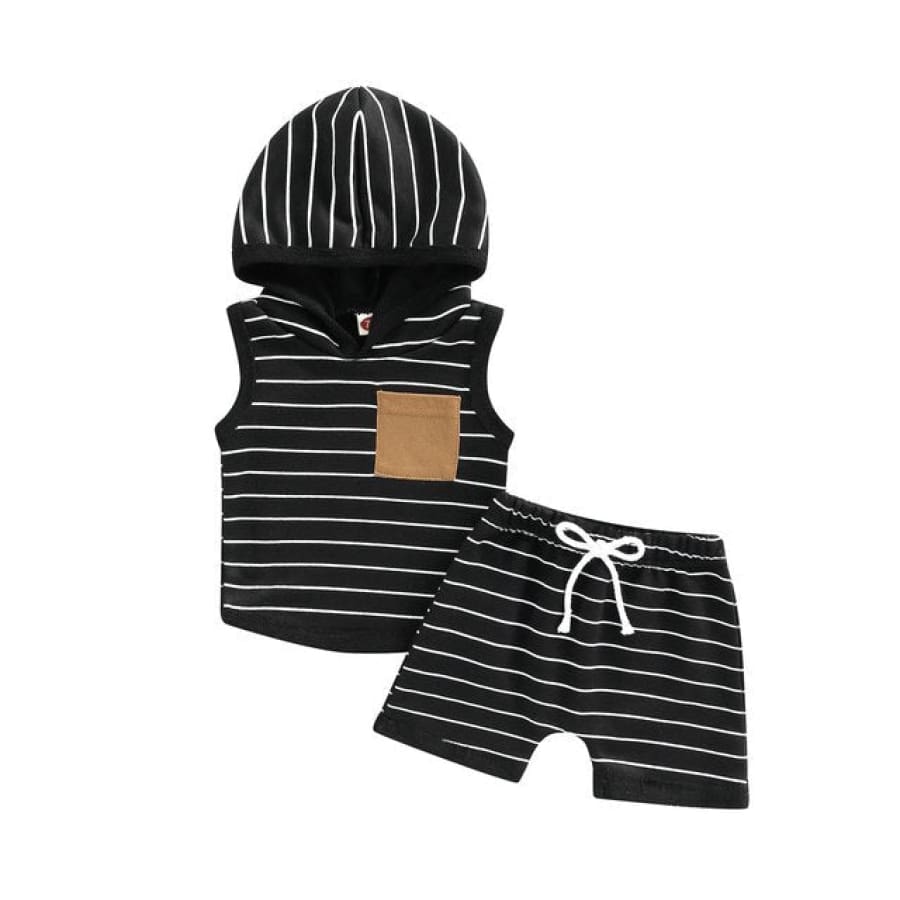 Wyatt Hoodie Tee + Short Set - Night - 0-6 Months