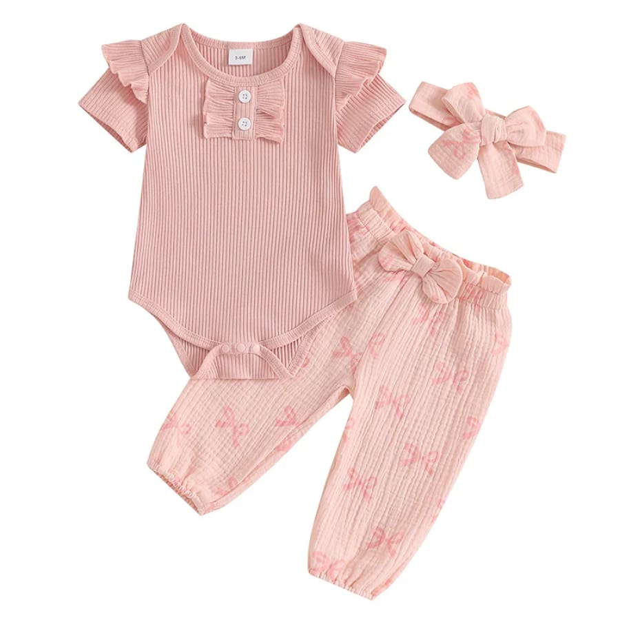 Zoe Bow Pant Set - 0-3 Months