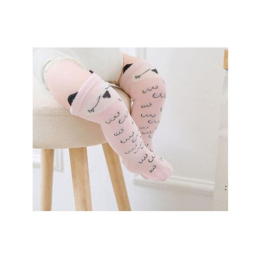 Animal Character Knee High Socks - Pink Print / to 2 Years - Socks Socks