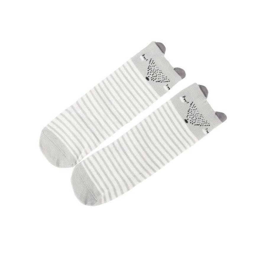 Animal Character Knee High Socks - Grey/White / to 2 Years - Socks Socks