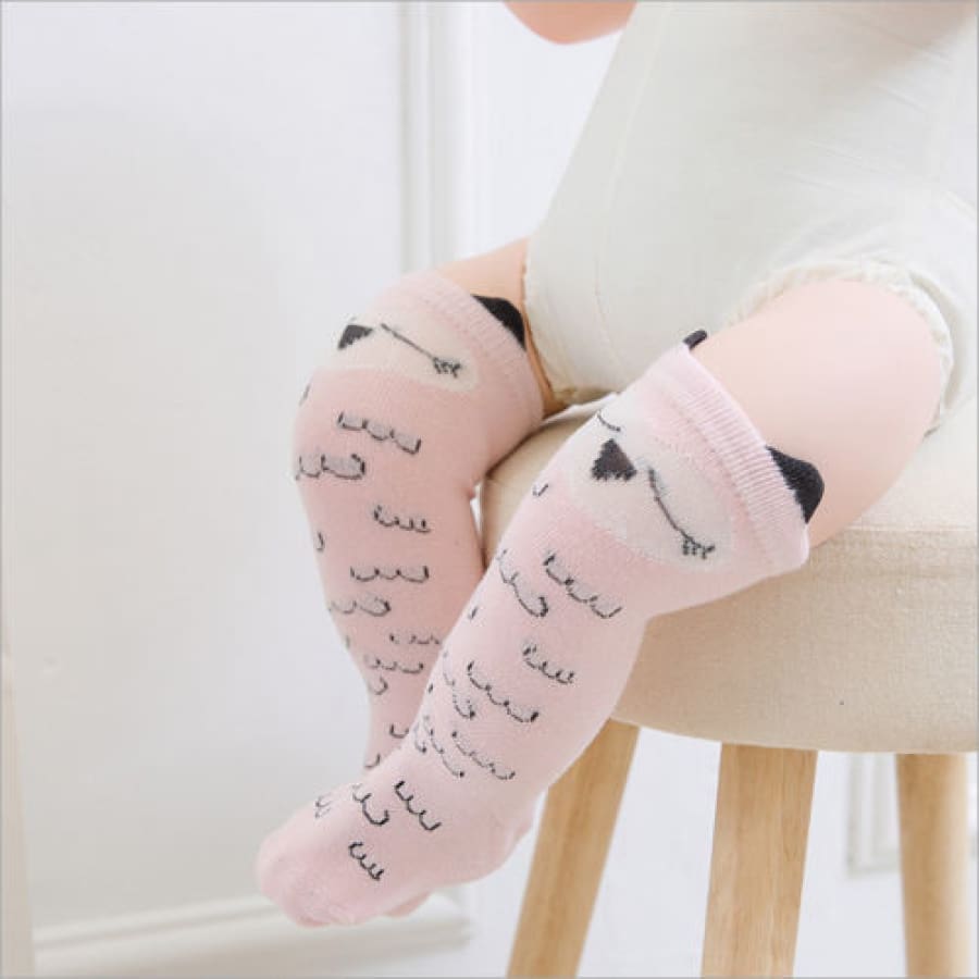 Animal Character Knee High Socks - Pink Fox