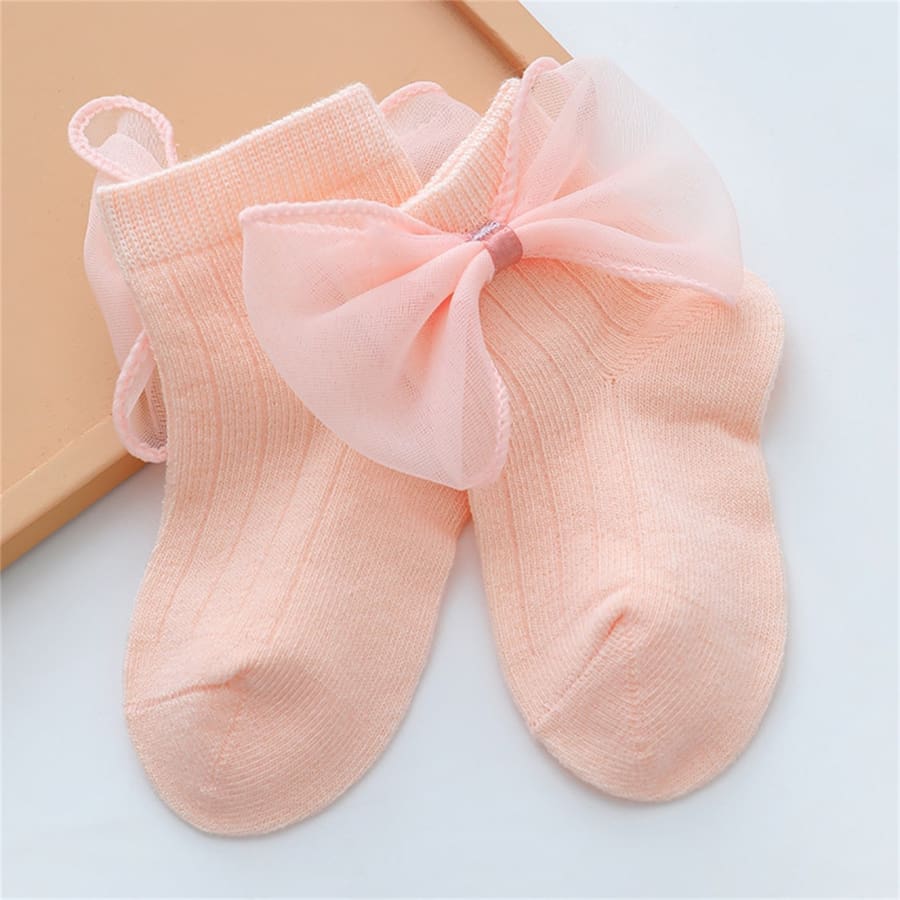 Annalise Bow Ankle Socks - Fairy Floss - 0-6 Months
