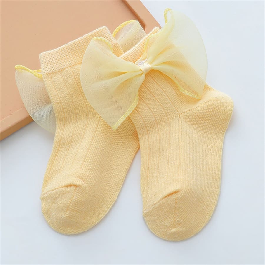 Annalise Bow Ankle Socks - Lemon - 0-6 Months