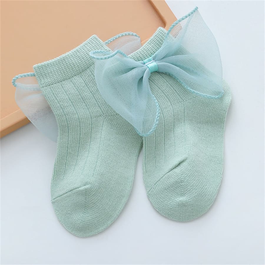 Annalise Bow Ankle Socks - Mint - 0-6 Months