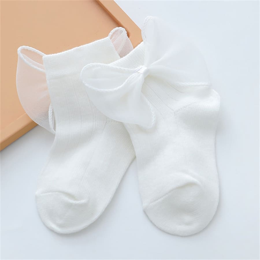 Annalise Bow Ankle Socks - Snow - 0-6 Months