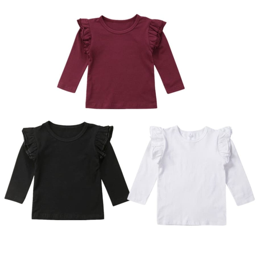 Bethany Long Sleeve Flutter Shirt - Black - 12-18 Months