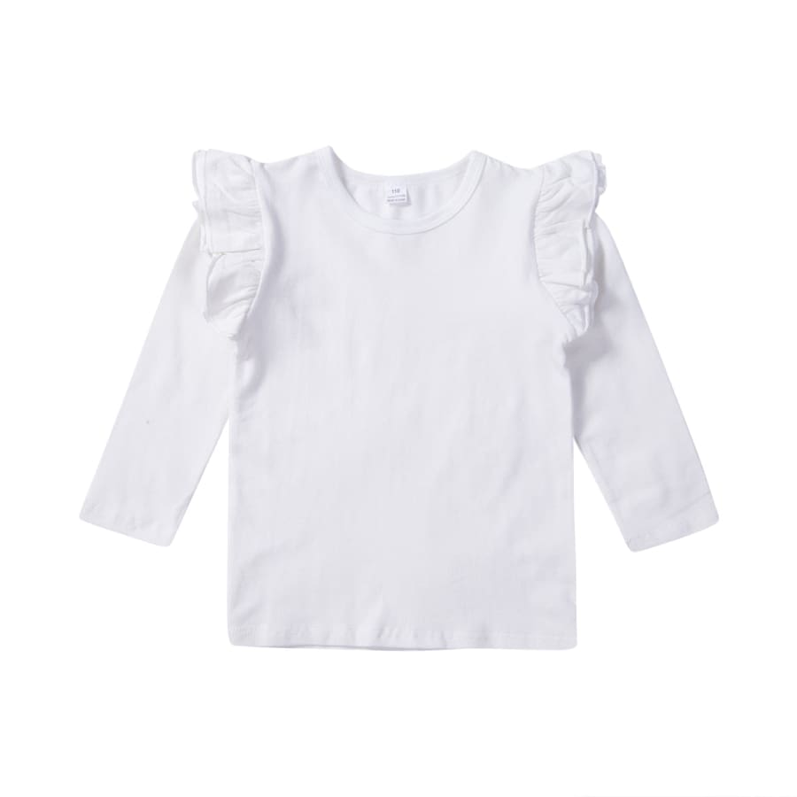 Bethany Long Sleeve Flutter Shirt - Snow - 12-18 Months