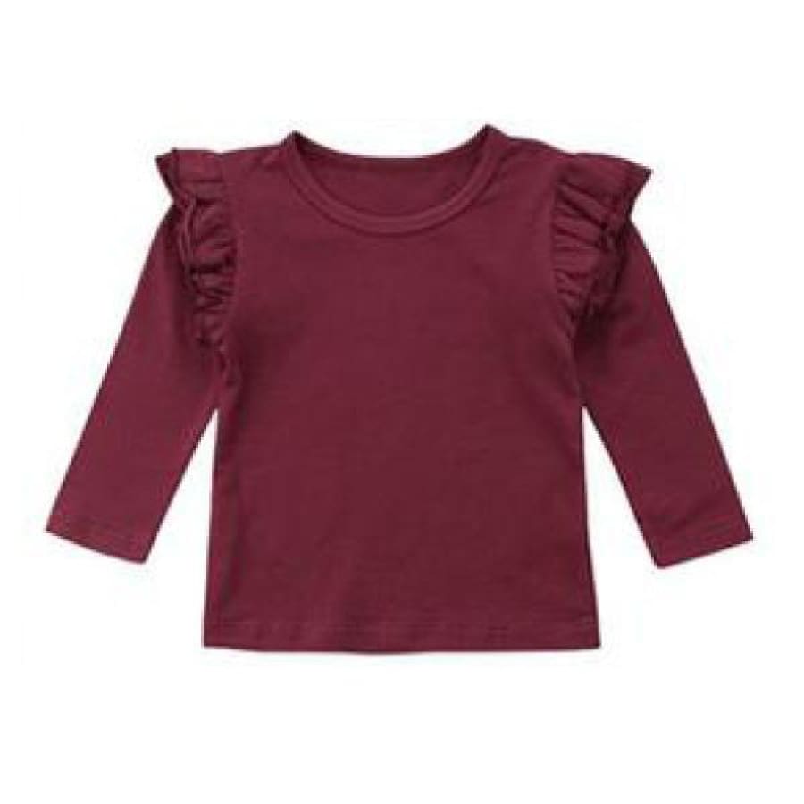 Bethany Long Sleeve Flutter Shirt - Red / 6-12 Months - Top Top