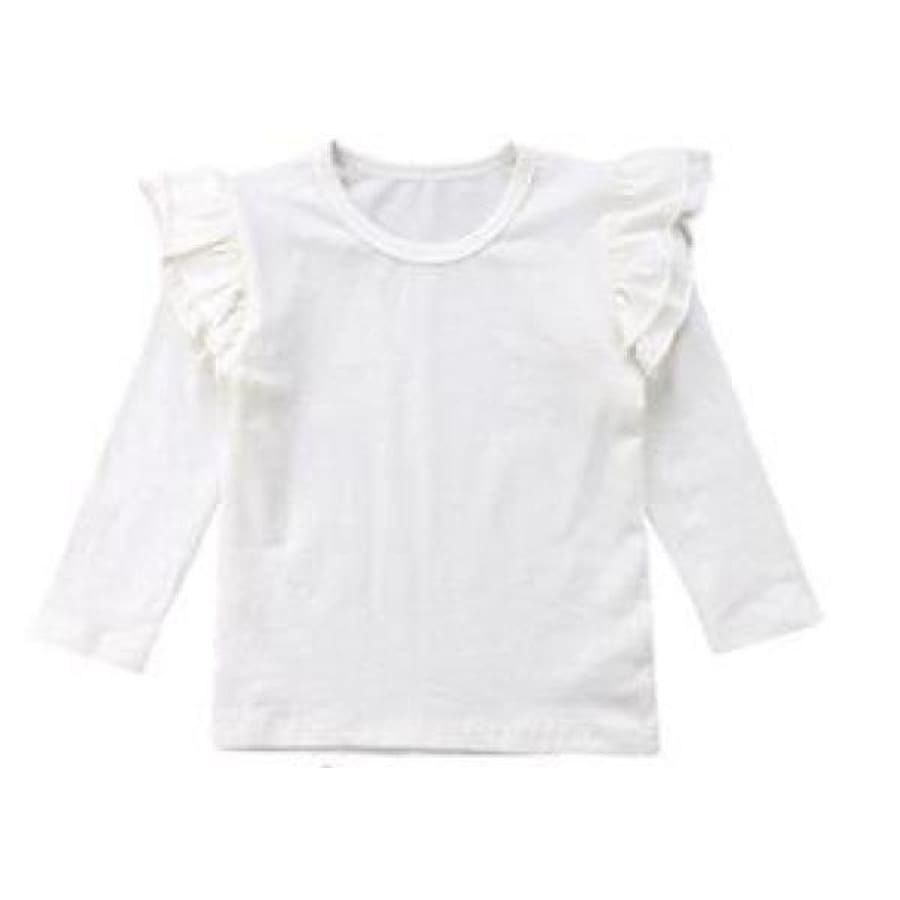 Bethany Long Sleeve Flutter Shirt - White / 6-12 Months - Top Top