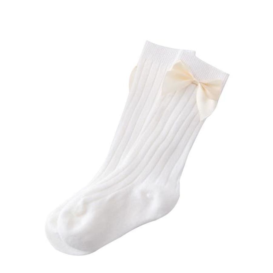 Billie Bow Ribbed Sock - Snow / S - Socks Socks