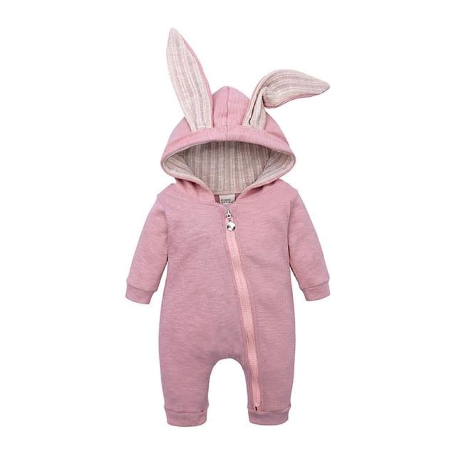 Bunny Babe Hoodie Jumpsuit - Pink / Newborn - jumpsuit