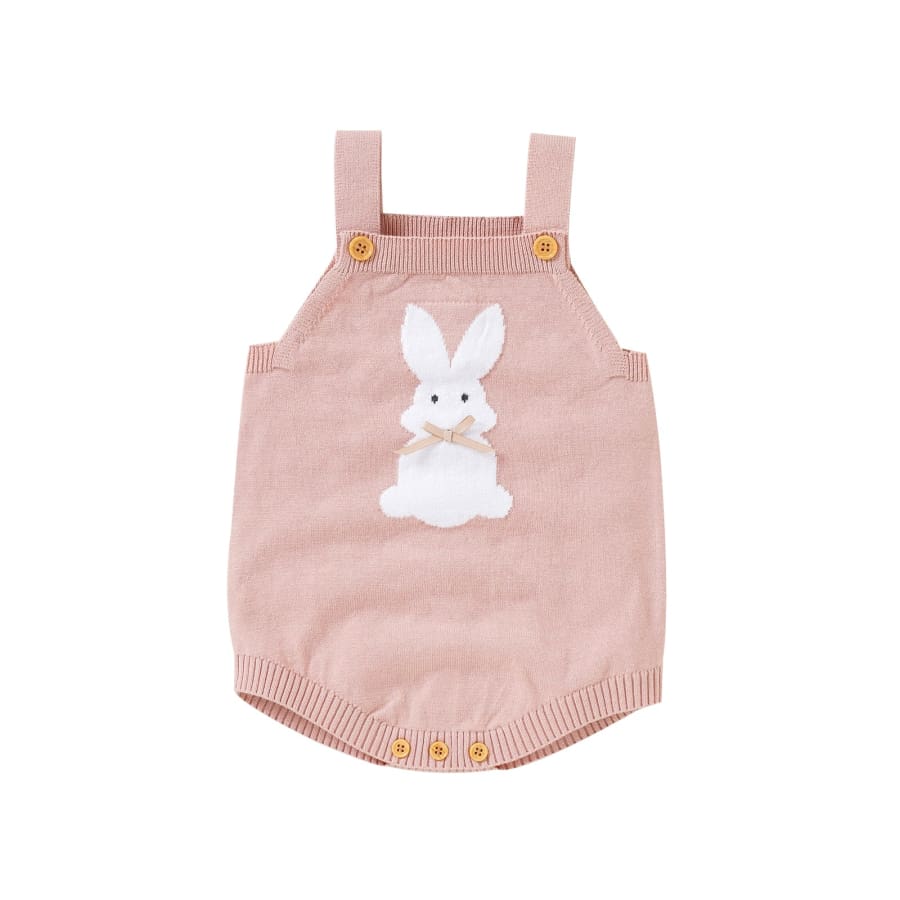 Bunny Knit Romper - Pink - 0-3 Months