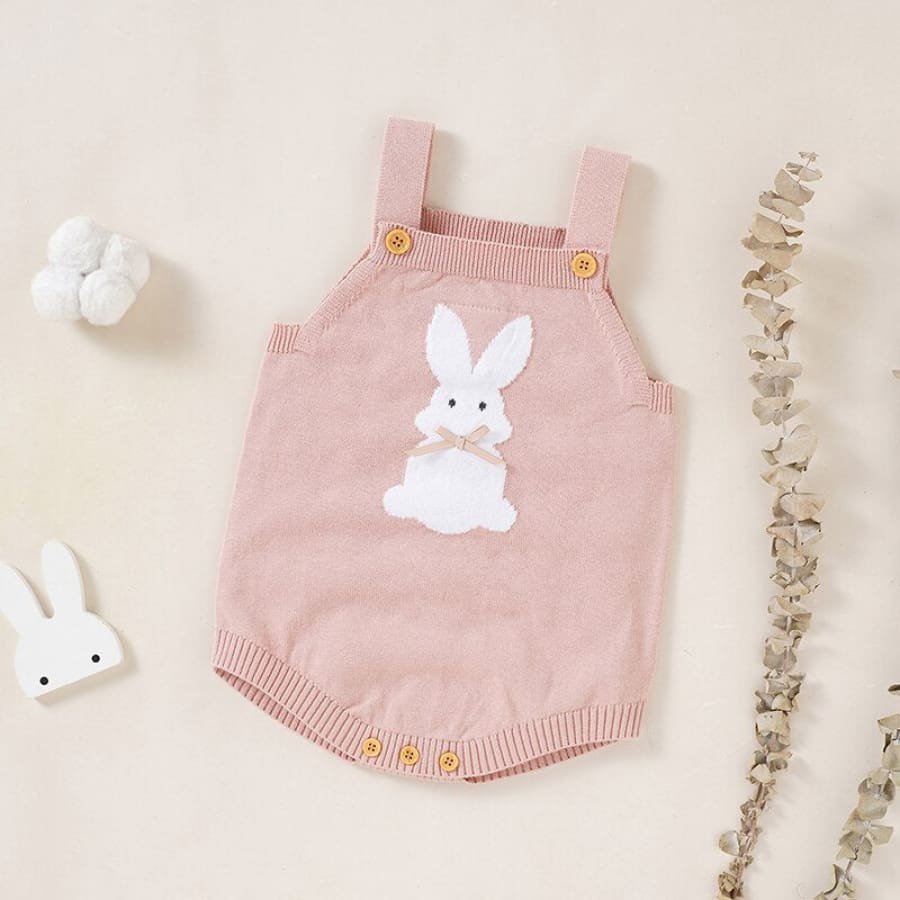 Bunny Knit Romper - Pink