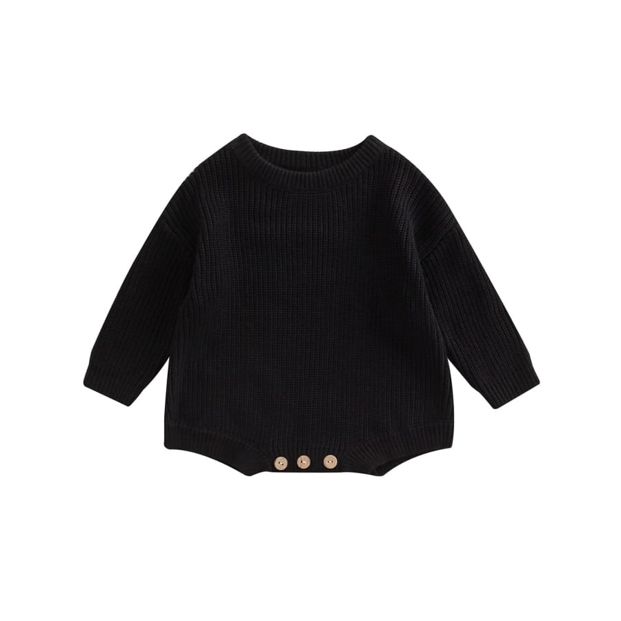 Cammy Cosy Knit Romper - Black - 0-3 Months