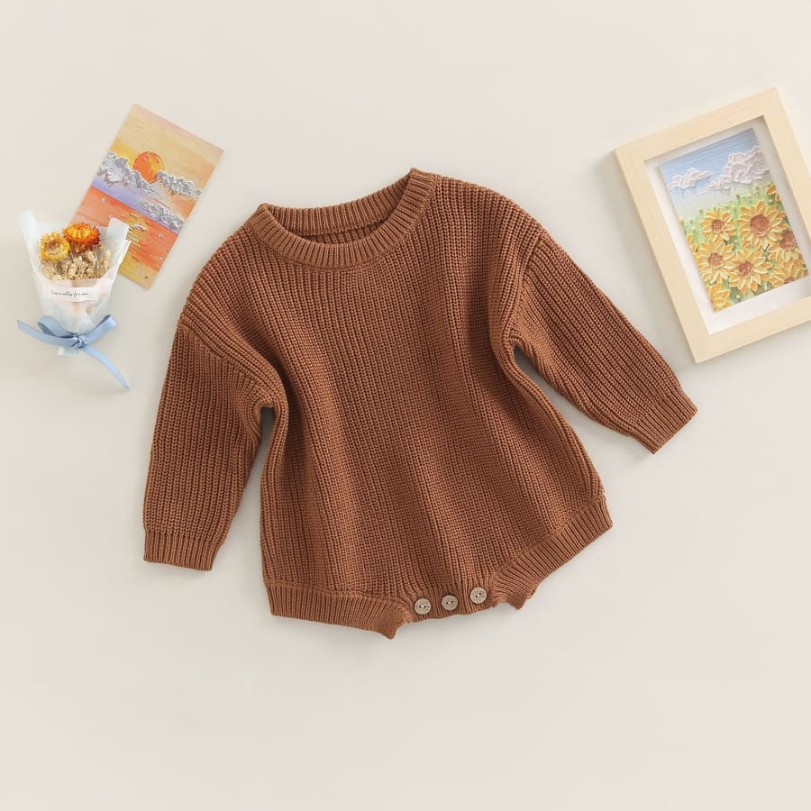 Cammy Cosy Knit Romper - Brown