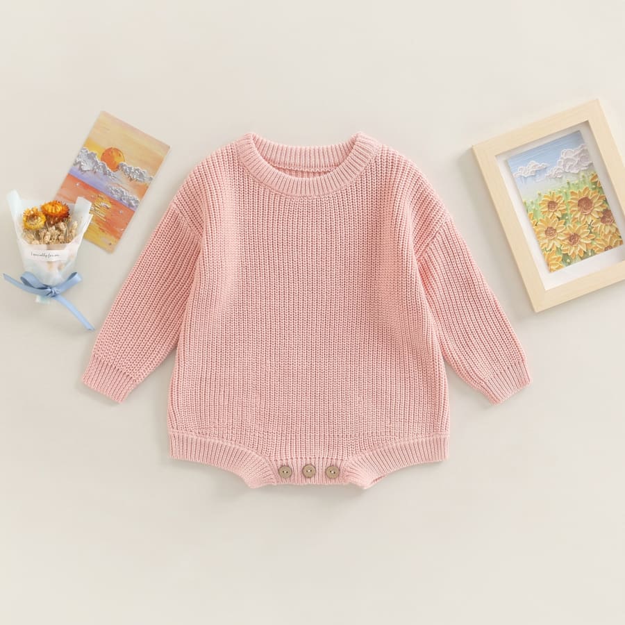 Cammy Cosy Knit Romper - Pink